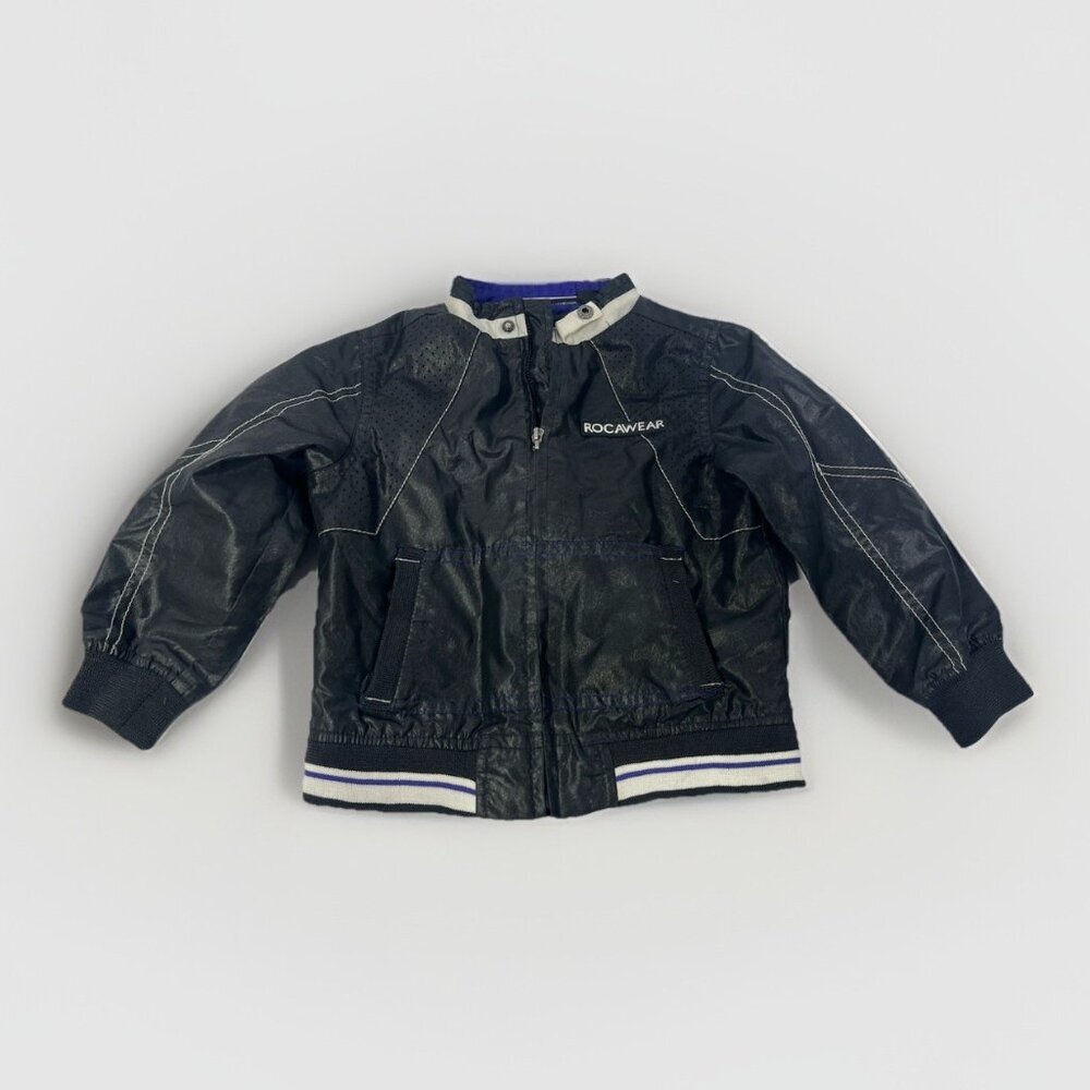 Vintage Y2K Rocawear Jacket 2T Black Varsity Bomber Coat Hip Hop Style